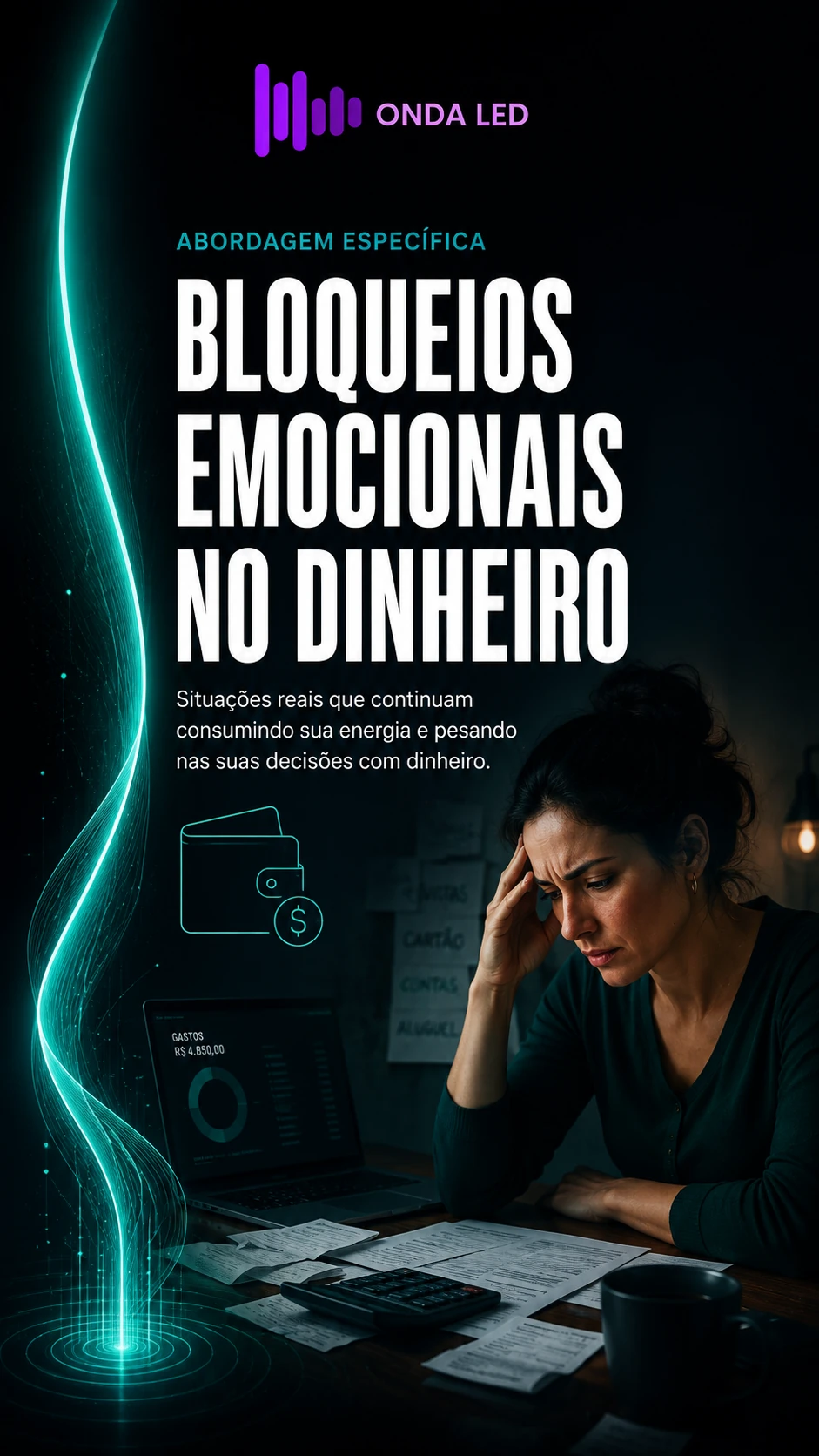 Bloqueios emocionais no dinheiro — Onda LED